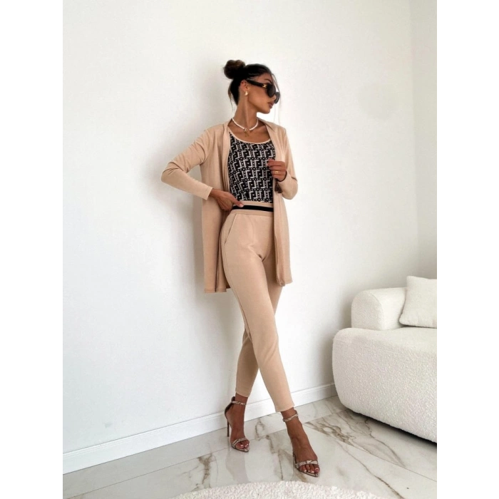 MARSiLYAN- Kadın Uzun Kollu Krep üçlü Takım