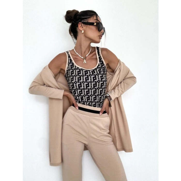 MARSiLYAN- Kadın Uzun Kollu Krep üçlü Takım