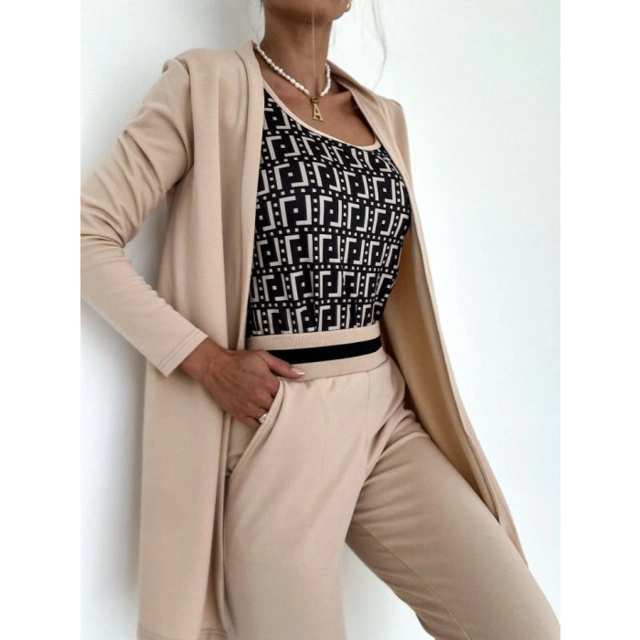 MARSiLYAN- Kadın Uzun Kollu Krep üçlü Takım