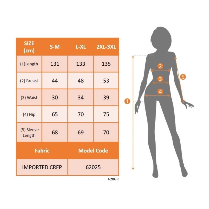 MARSiLYAN- Kadın Uzun Kollu Kruvaze Yaka Beli Kemerli Yırtmaçlı Uzun Ithal Krep Elbise