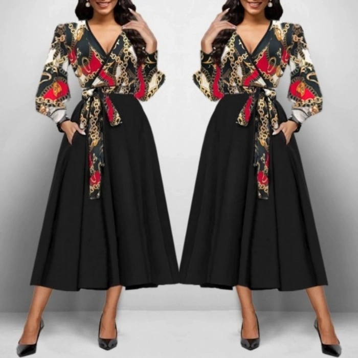 MARSiLYAN- Kadın Uzun Kollu Kruvaze Yaka Dalgıç Krep Midi Boy Elbise