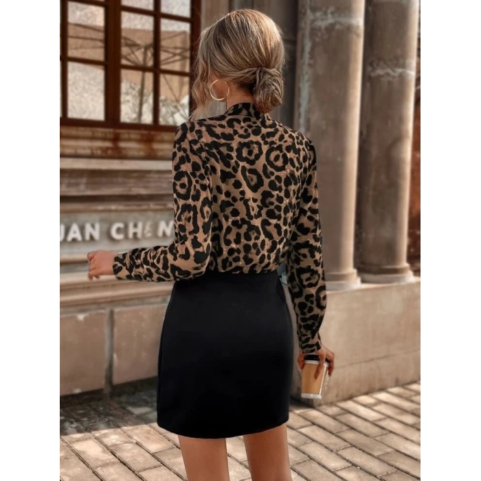 MARSiLYAN- Kadın Uzun Kollu Kruvaze Yaka Krep Mini Boy Elbise