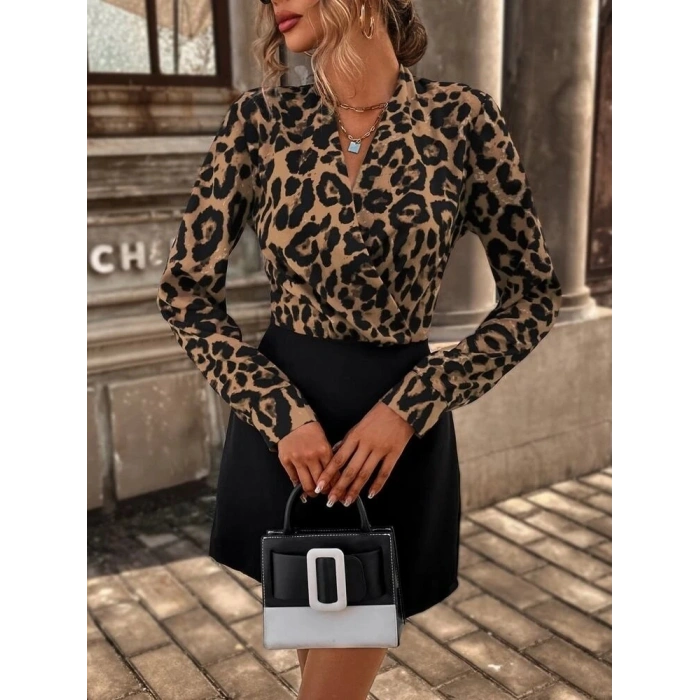 MARSiLYAN- Kadın Uzun Kollu Kruvaze Yaka Krep Mini Boy Elbise