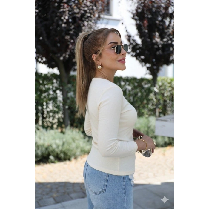 MARSiLYAN- Kadın Uzun Kollu Kruvaze Yakalı Toka Detaylı Viskon Bluz