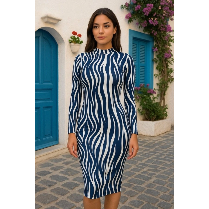 MARSiLYAN- Kadın Uzun Kollu Mikro Midi Elbise