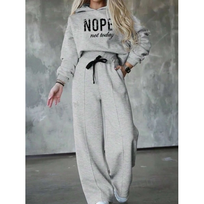 MARSiLYAN- Kadın Uzun Kollu Nope Baskılı Beli Ribanalı Ikili Takım