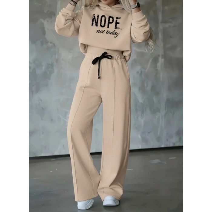 MARSiLYAN- Kadın Uzun Kollu Nope Baskılı Beli Ribanalı Ikili Takım