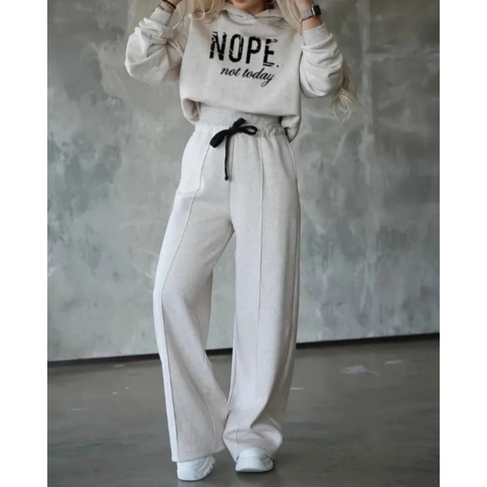 MARSiLYAN- Kadın Uzun Kollu Nope Baskılı Beli Ribanalı Ikili Takım