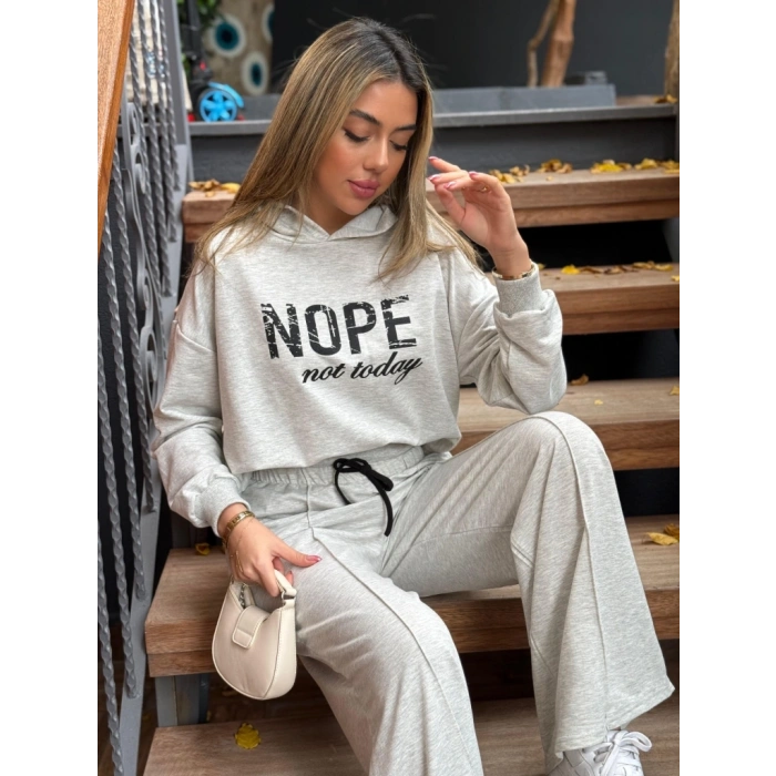 MARSiLYAN- Kadın Uzun Kollu Nope Baskılı Beli Ribanalı Ikili Takım