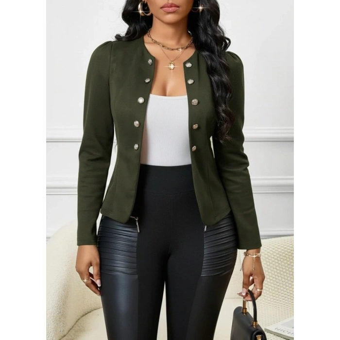 MARSiLYAN- Kadın Uzun Kollu önü Açık Düğmeli Kısa Süet Ceket