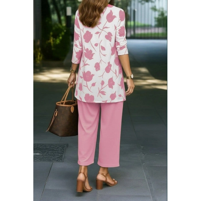 MARSiLYAN- Kadın Uzun Kollu önü Açık Modal Ceket Kolsuz Viskon Iki Iplik Bluz Ve Pantolon üçlü Takım