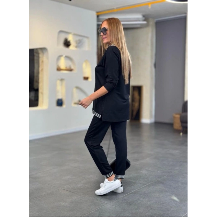 MARSiLYAN- Kadın Uzun Kollu Ribana Ve Fermuar Detay Bluz Ve Yüksel Bel Pantolon 2li Takım