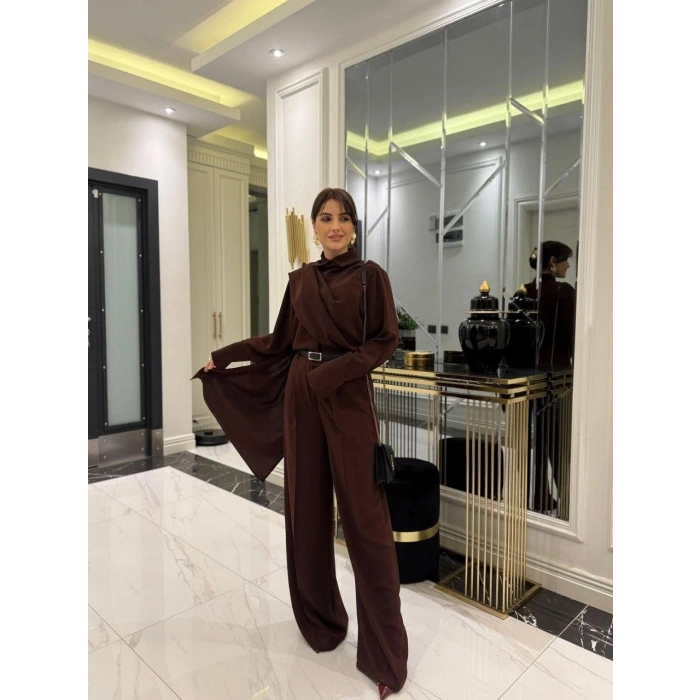 MARSiLYAN- Kadın Uzun Kollu şal Detaylı Bluz Ve Pantolon Ikili Takım