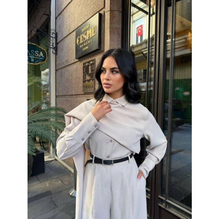 MARSiLYAN- Kadın Uzun Kollu şal Detaylı Bluz Ve Pantolon Ikili Takım