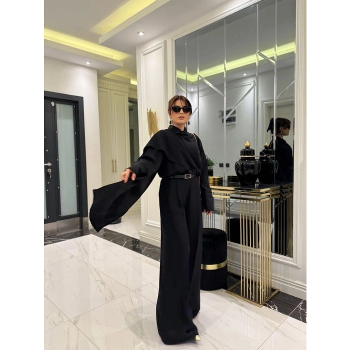 MARSiLYAN- Kadın Uzun Kollu şal Detaylı Bluz Ve Pantolon Ikili Takım