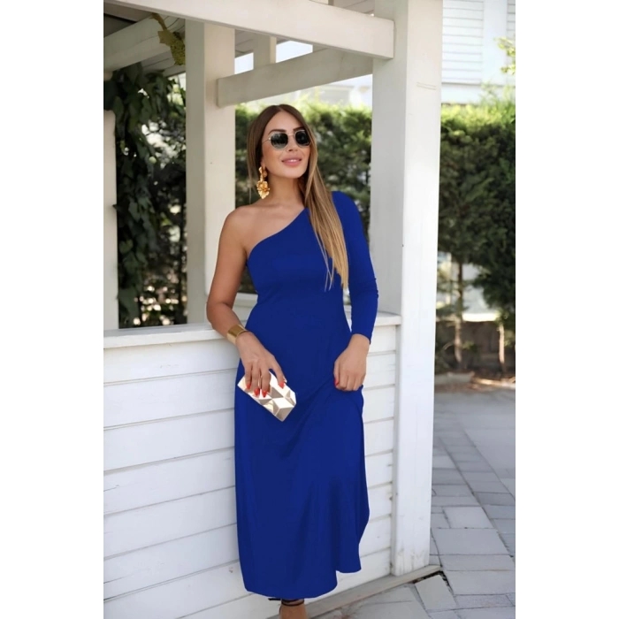 MARSiLYAN- Kadın Uzun Kollu Tek Omuz Detay Krep Elbise