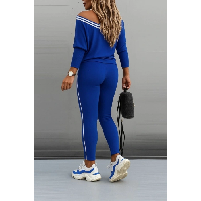 MARSiLYAN- Kadın Uzun Kollu Tek Omuzu Açık Detaylı Viskon Iki Iplik Bluz Ve Pantolon Ikili Takım