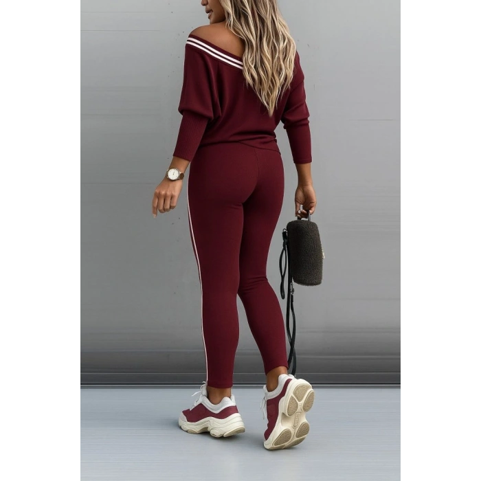 MARSiLYAN- Kadın Uzun Kollu Tek Omuzu Açık Detaylı Viskon Iki Iplik Bluz Ve Pantolon Ikili Takım