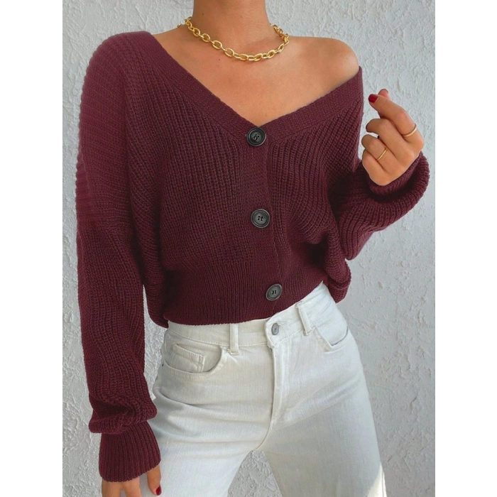 MARSiLYAN- Kadın Uzun Kollu üç Düğmeli Triko Hırka