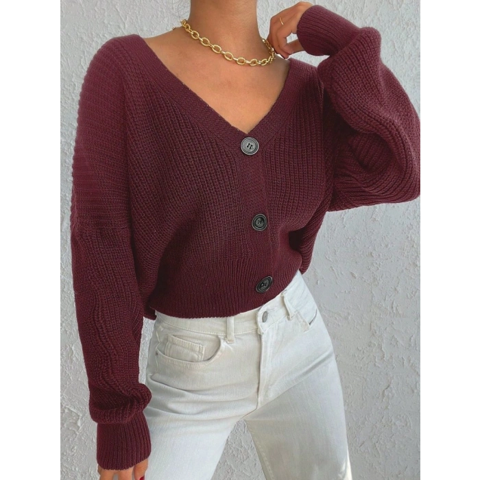 MARSiLYAN- Kadın Uzun Kollu üç Düğmeli Triko Hırka