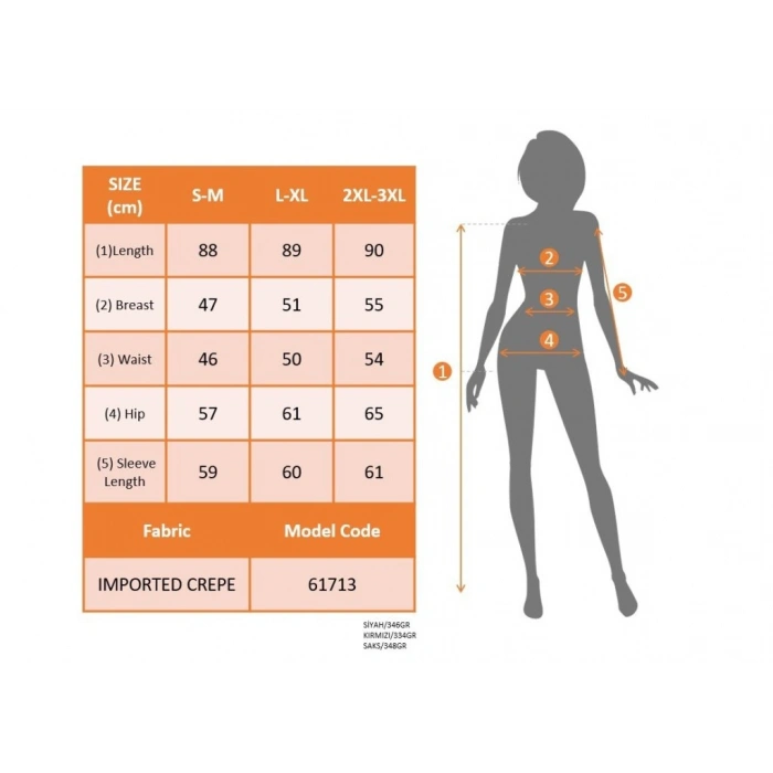 MARSiLYAN- Kadın Uzun Kollu V Yakalı Kısa Ithal Krep Elbise