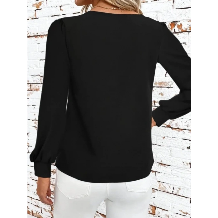 MARSiLYAN- Kadın Uzun Kollu Yaka Detaylı Düğmeli Ithal Krep Bluz