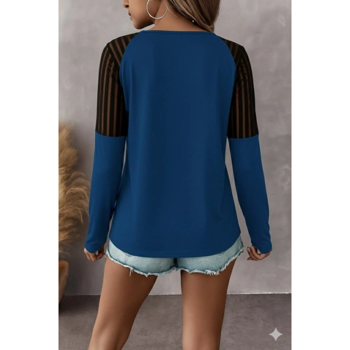 MARSiLYAN- Kadın Uzun Kollu Yakadan Fermuarlı Viskon Bluz