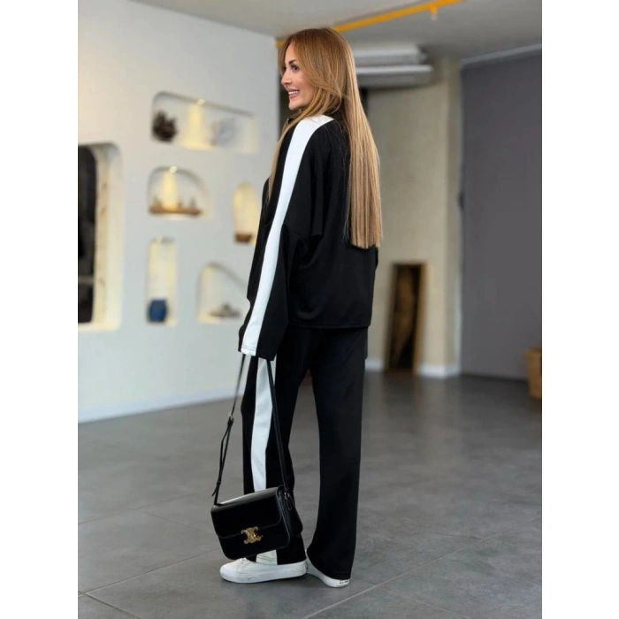 MARSiLYAN- Kadın Uzun Kollu Yakadan Fermuarlı Viskon Iki Iplik Bluz Ve Pantolon Ikili Takım