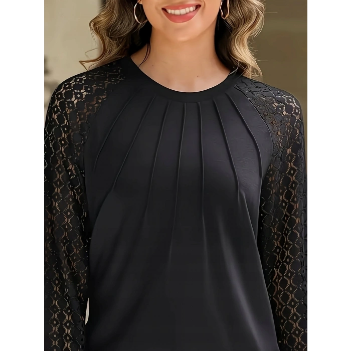 MARSiLYAN- Kadın Uzun Kollu Yarı Balıkçı Yaka önü Nervürlü Viskon Iki Iplik Bluz