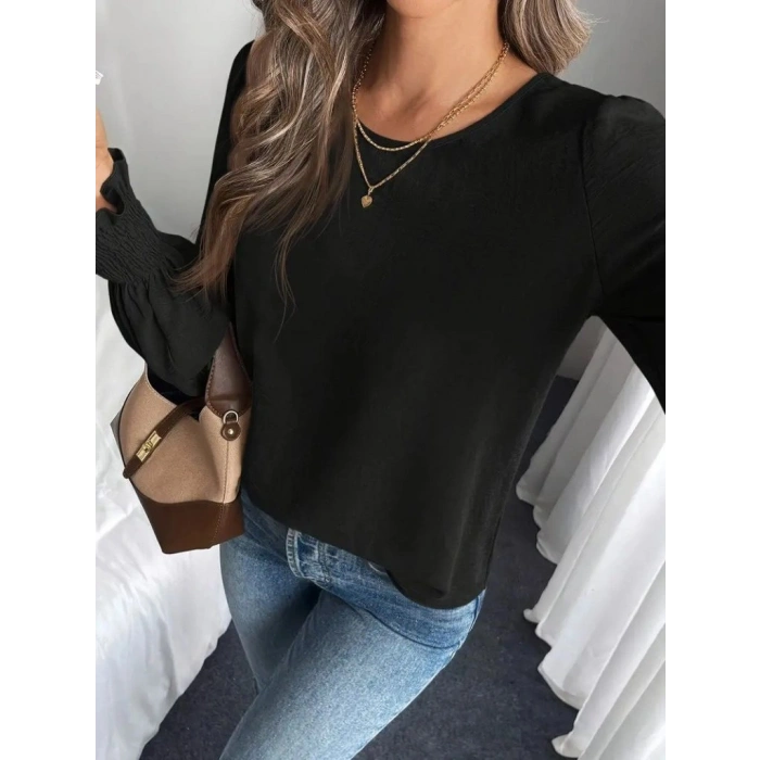 MARSiLYAN- Kadın Uzun Kollu Yuvarlak Yaka Aerobin Bluz