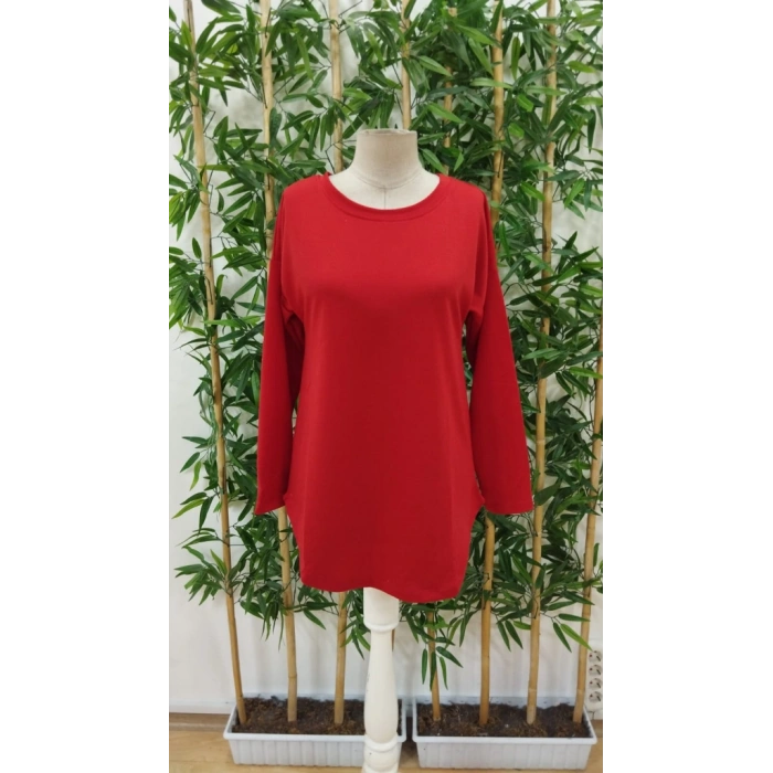 MARSiLYAN- Kadın Uzun Kollu Yuvarlak Yaka Salaş Iki Iplik Bluz