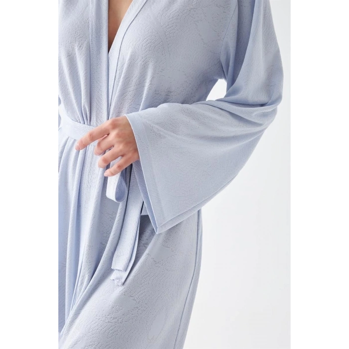 MARSiLYAN- Kadın Uzun Mavi Penye Sabahlık