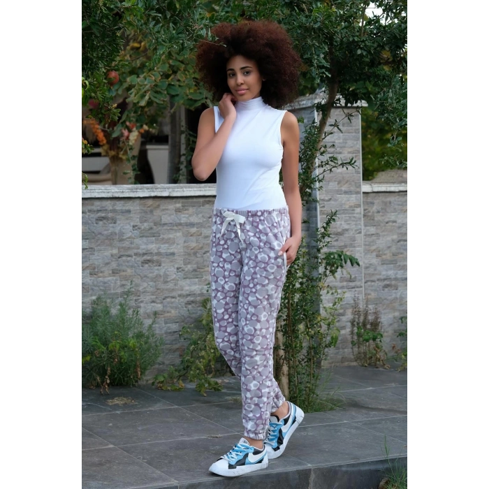 MARSiLYAN- Kadın Welsoft Polar Tek Alt Pijama Mor