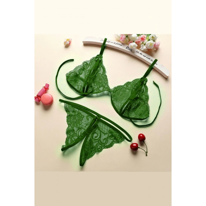 MARSiLYAN- Kadın Yeşil Dantelli Sütyen Külot Takımı