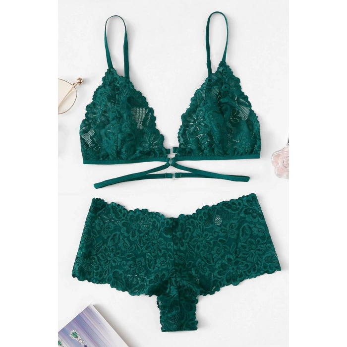 MARSiLYAN- Kadın Yeşil Özel Şık Sütyen Külot Takımı