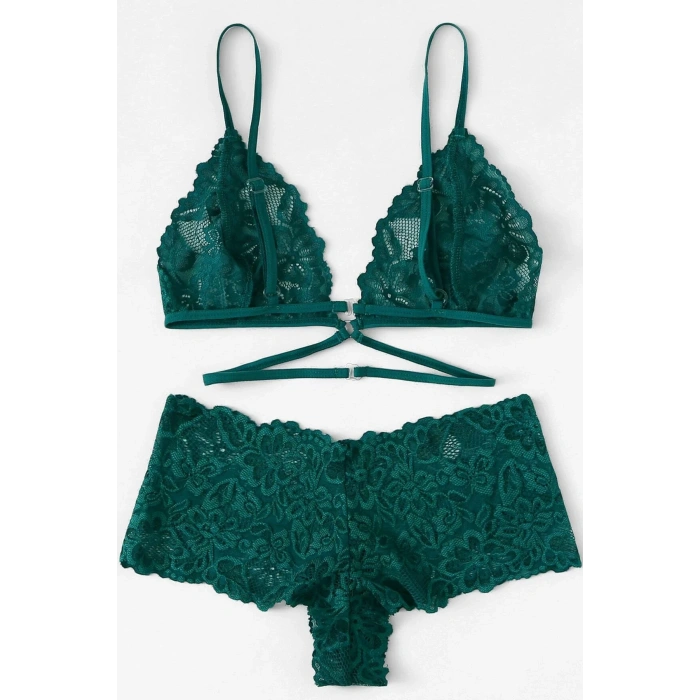MARSiLYAN- Kadın Yeşil Özel Şık Sütyen Külot Takımı