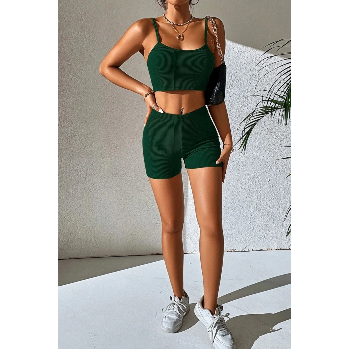 MARSiLYAN- Kadın Yeşil Şortlu Kaşkorse Gecelik Takım