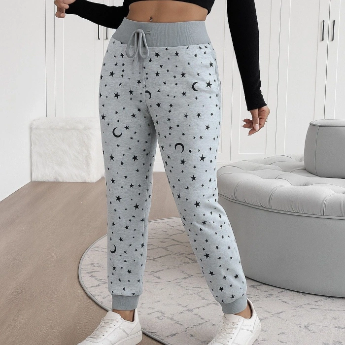 MARSiLYAN- Kadın Yüksek Bel Bağcıklı Desenli Iki Iplik Pantolon