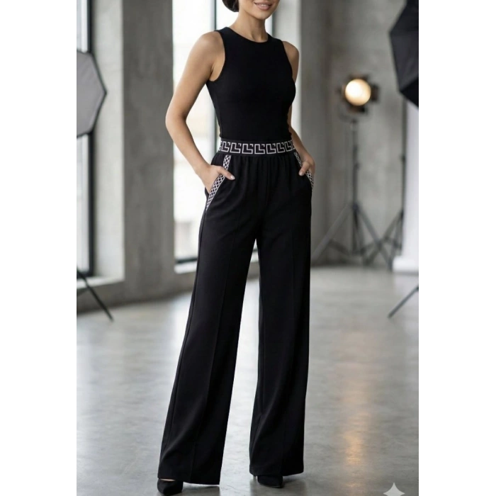 MARSiLYAN- Kadın Yüksek Bel Beli Lastikli Genç Paçalı Ithal Krep Pantolon