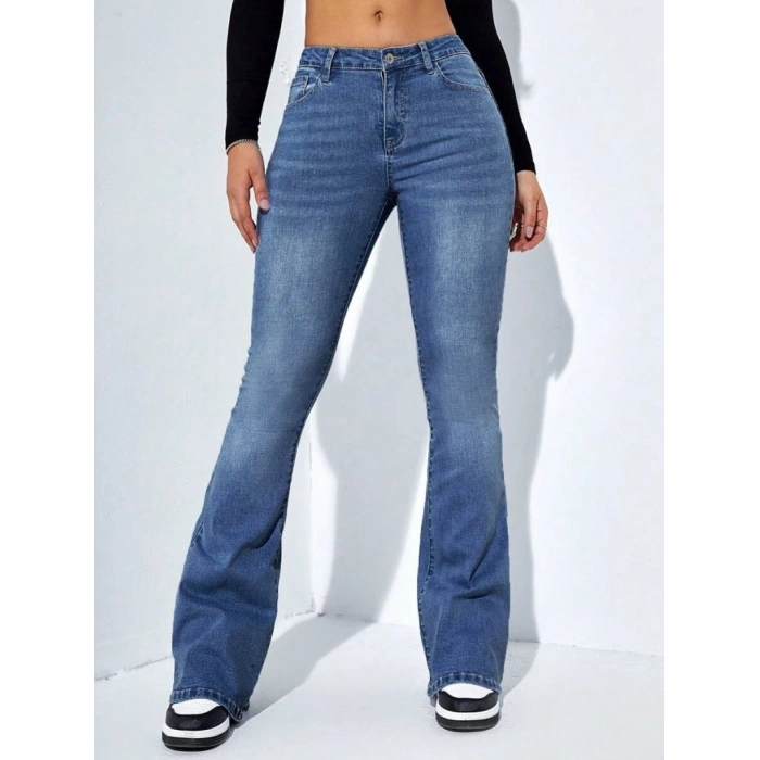 MARSiLYAN- Kadın Yüksek Bel Cepli İspanyol Paçalı Kot Jeans Pantolon