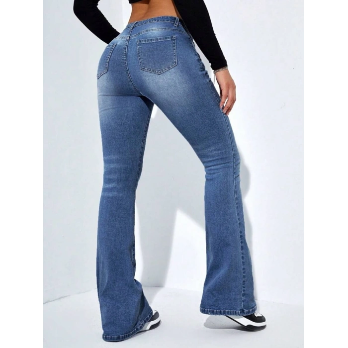 MARSiLYAN- Kadın Yüksek Bel Cepli İspanyol Paçalı Kot Jeans Pantolon