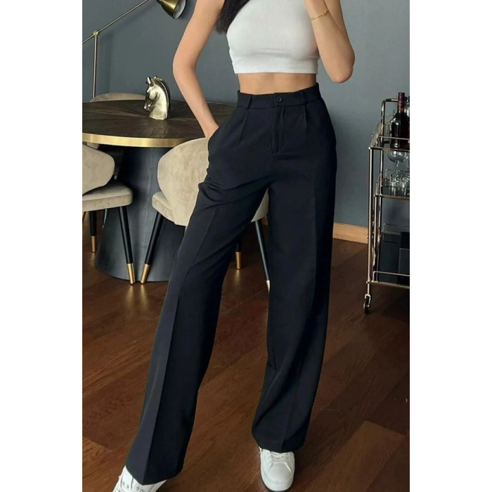 MARSiLYAN- Kadın Yüksek Bel Cepli Ithal Krep Pantolon