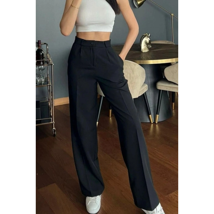 MARSiLYAN- Kadın Yüksek Bel Cepli Ithal Krep Pantolon