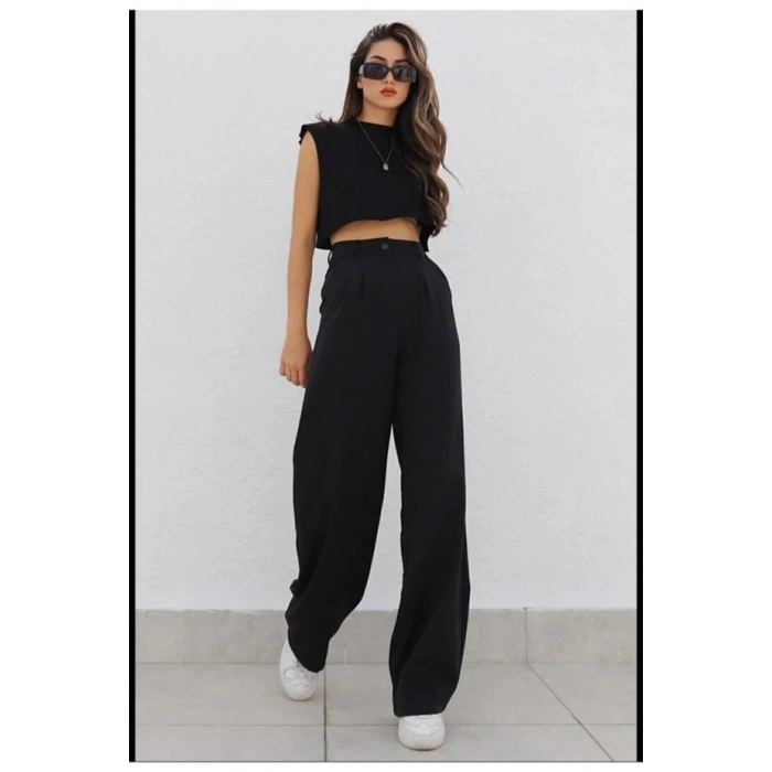 MARSiLYAN- Kadın Yüksek Bel Cepli Ithal Krep Pantolon