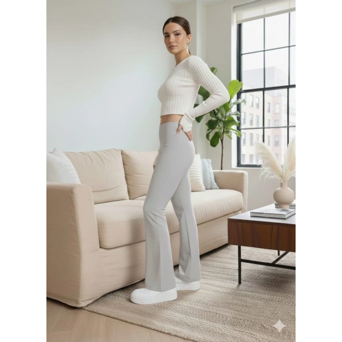 MARSiLYAN- Kadın Yüksek Bel Ispanyol Paçalı Pantolon Tayt