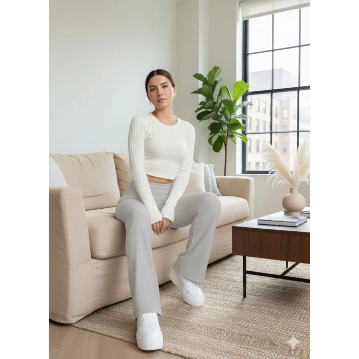 MARSiLYAN- Kadın Yüksek Bel Ispanyol Paçalı Pantolon Tayt