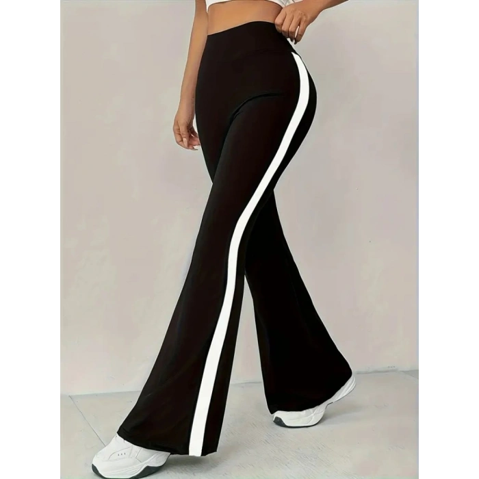 MARSiLYAN- Kadın Yüksek Bel İspanyol Paçalı Yanlardan şerit Detaylı Dalgıç Tayt Pantolon