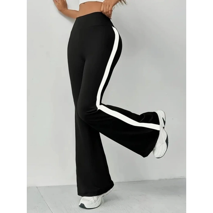 MARSiLYAN- Kadın Yüksek Bel İspanyol Paçalı Yanlardan şerit Detaylı Dalgıç Tayt Pantolon