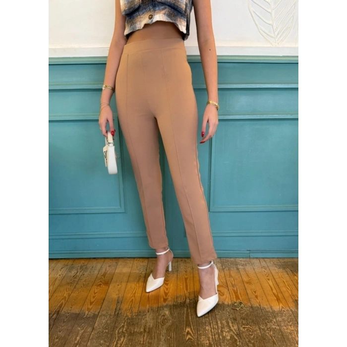 MARSiLYAN- Kadın Yüksek Bel Ithal Krep Pantolon