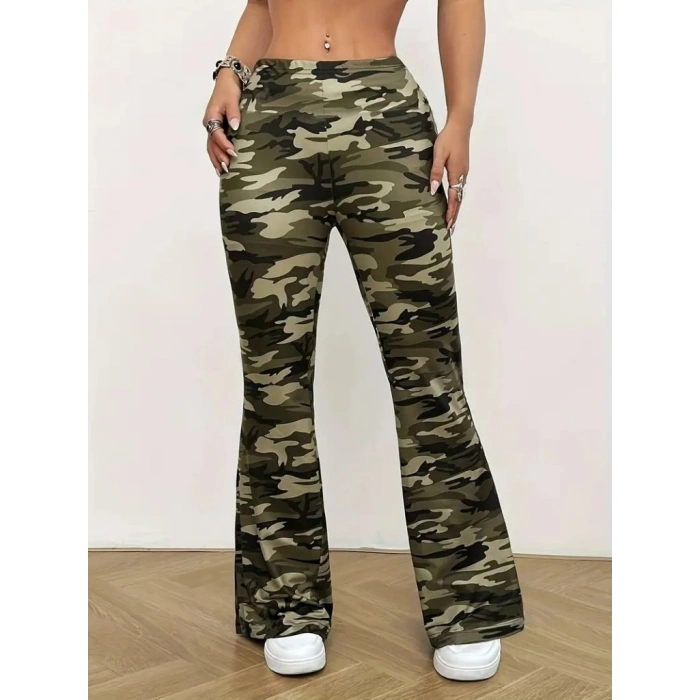 MARSiLYAN- Kadın Yüksek Bel Kamuflaj Desenli Dalgıç Tayt